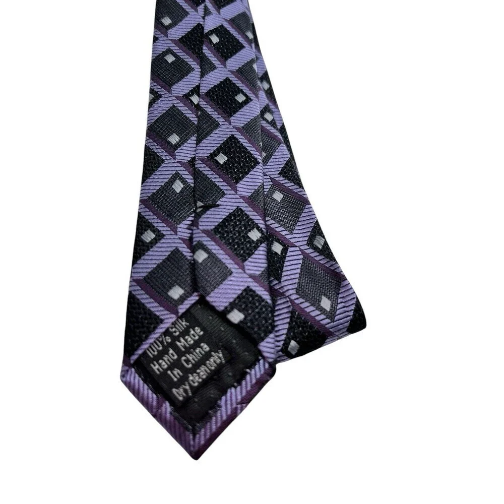 Antonio Fellini Men's 100% Silk  Neck Tie Purple Gray Black